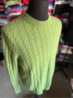 Allen Solly Bright Lime Green Cashmere Sweater